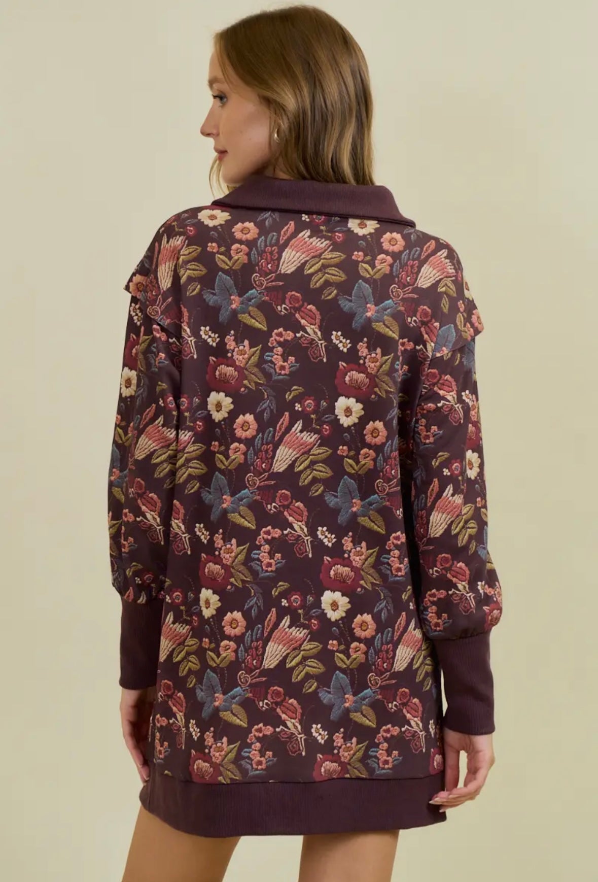 Floral 1/4 zip dress